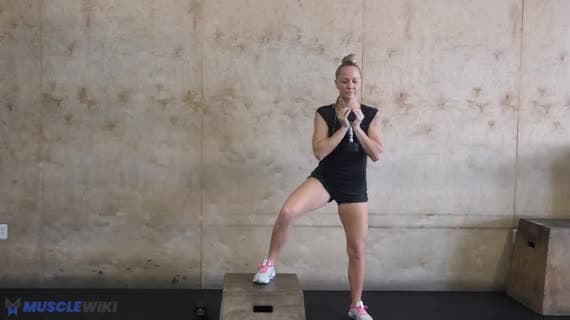 Step-up latéral avec haltère en prise goblet