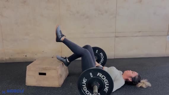 Barbell Feet Elevated Single Leg Glute Bridge