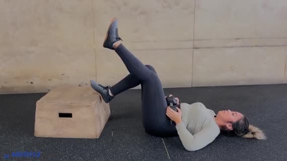 Dumbbell Feet Elevated Single Leg Glute Bridge