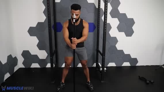 Squat assisté avec bâton au poids du corps