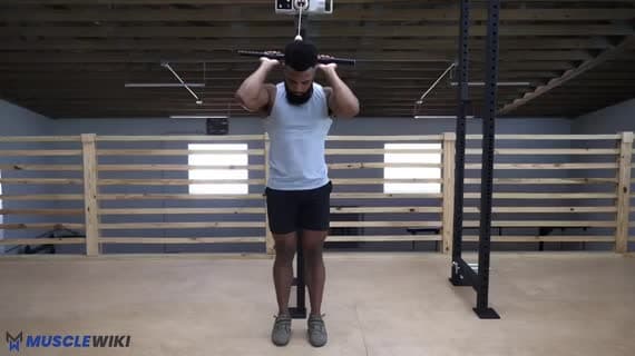 Cable Bar Standing Crunch