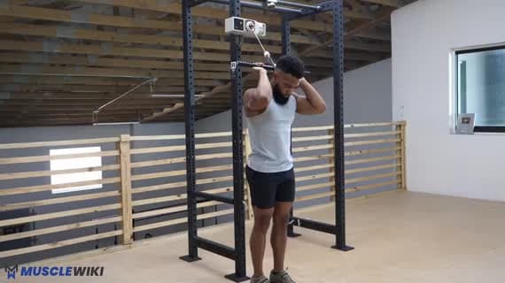 Cable Bar Standing Crunch