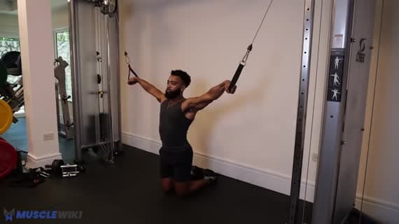 Cable Kneeling Alternating Straight Arm Pull In