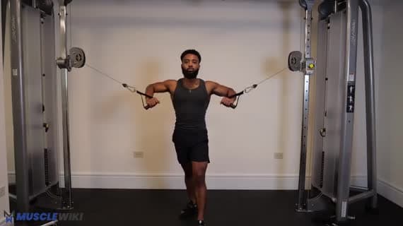 Cable Standing Decline Chest Press