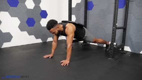 Tocchi delle spalle in plank con dischi pesi