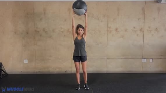 Medicine Ball Overhead Reverse Lunge