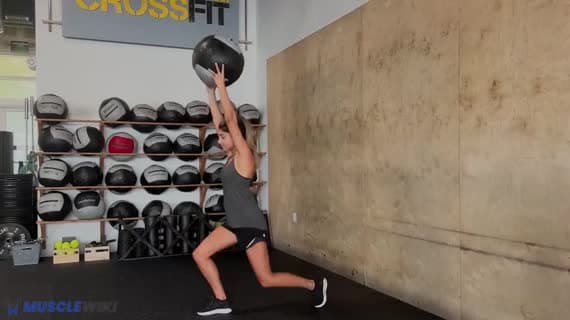 Medicine Ball Overhead Reverse Lunge