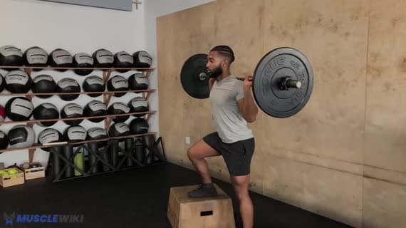 Seitlicher Step-up mit Langhantel