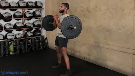 Zercher-Kniebeuge (mit Langhantel)