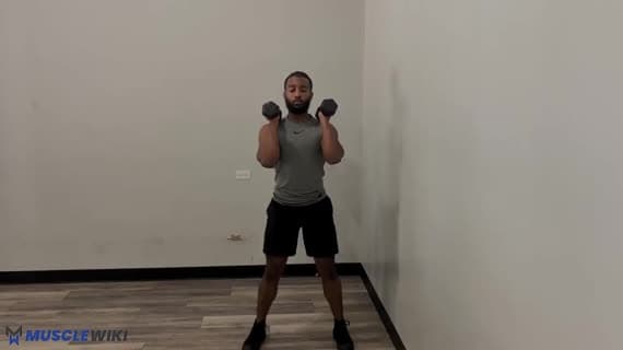 Присед с жимом гантелей