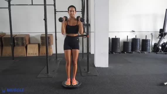 Dumbbell Front Rack Curtsy Deficit Lunge