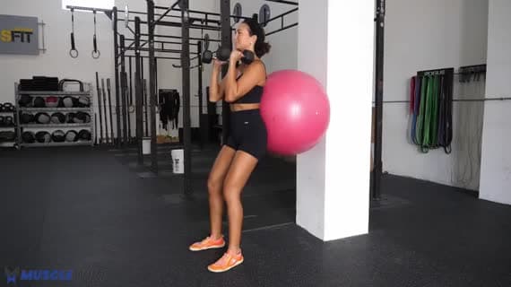 Dumbbell Front Rack Stability Ball Wall Squat
