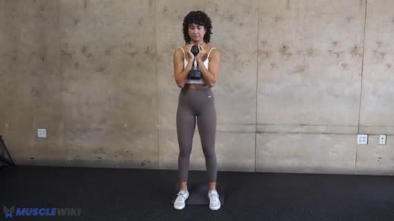 Dumbbell Heels Up Goblet Squat