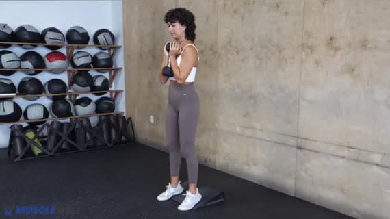 Dumbbell Heels Up Goblet Squat