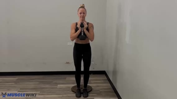 Dumbbell Heels Up Narrow Goblet Squat