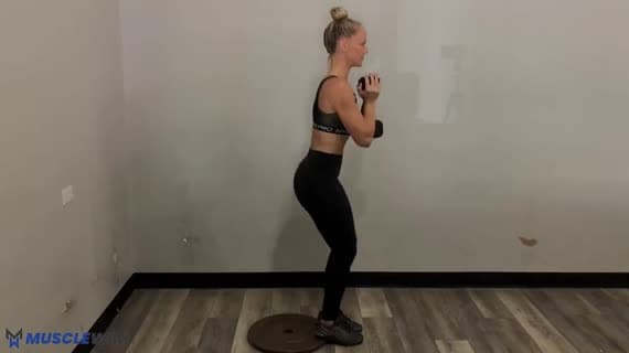Dumbbell Heels Up Narrow Goblet Squat