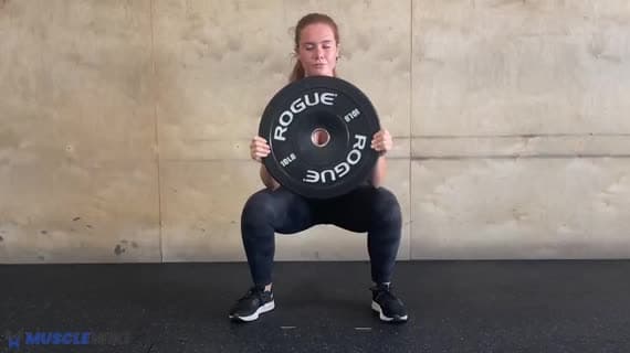 Plate Squat Hold Reach
