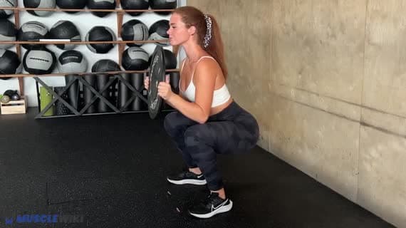 Plate Squat Hold Reach