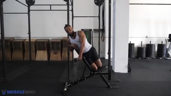 Elevación lateral inclinada con mancuerna acostado
