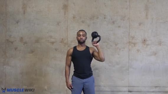 Presse unilatérale de kettlebell renversée au-dessus de la tête