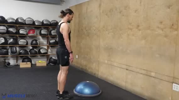 Equilibrio su Bosu Ball con una gamba 2
