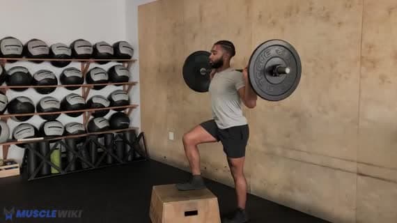 Subida al banco con barra (equilibrio)