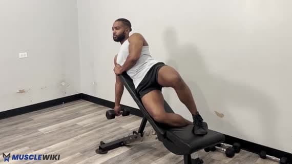 ダンベルシュラッグ(インクライン30°)