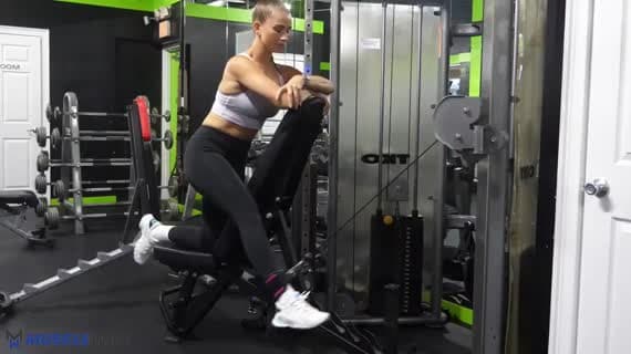 Cable Incline Bench Straight Leg Kickback