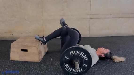 Barbell Feet Elevated Figure Four Glute Bridge