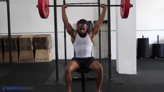 Développé derrière la nuque assis à la barre