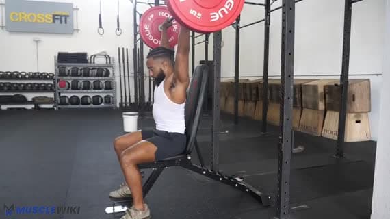 Développé derrière la nuque assis à la barre