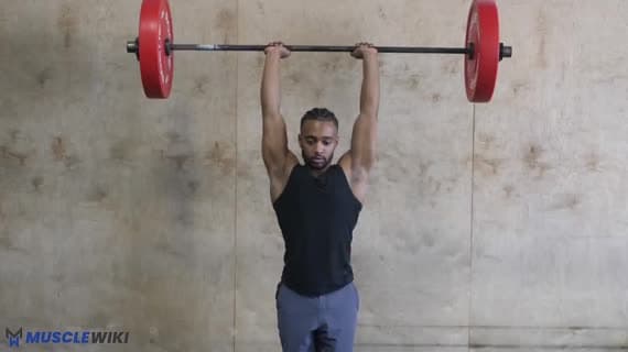 Французский жим штанги из-за головы