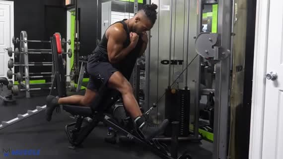 Cable Incline Bench Straight Leg Kickback