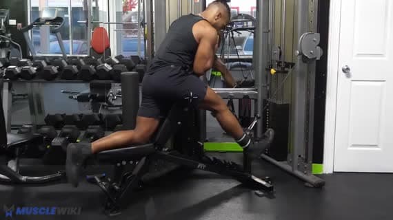Cable Incline Bench Straight Leg Kickback