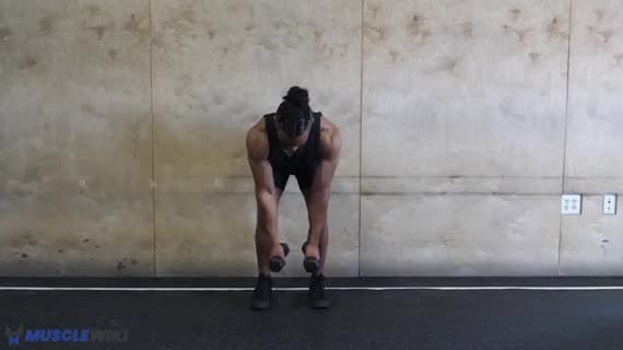 تمرين الطيران الخلفي لعضلات الدالية بالدمبل بالتبادل