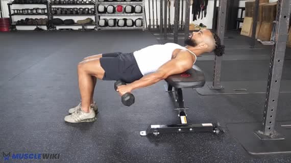 Dumbbell Bench Braced Reverse Flat Curl