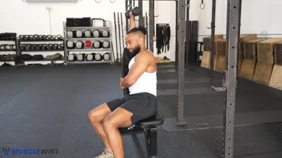 डम्बल बेंच ब्रेस्ड सिंगल आर्म ओवरहेड ट्राइसेप एक्सटेंशन