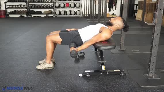 Dumbbell Single Arm Bench Braced Flat Curl