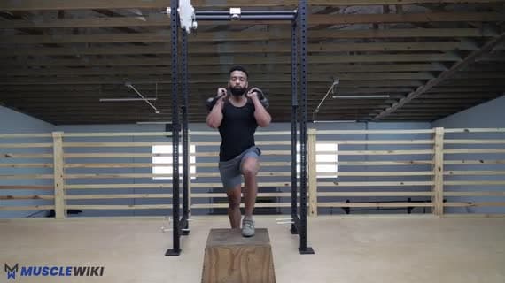 Kettlebell Front Rack Step Up Knee Drive