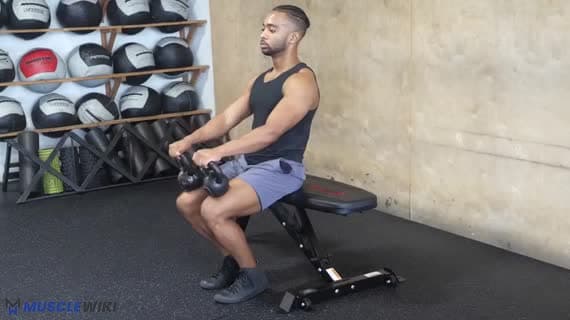 Sollevamento Doppio del Polpaccio Seduto con Kettlebell