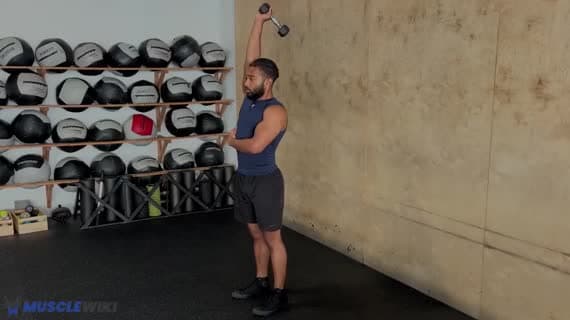 Estensione unilaterale del tricipite con manubrio sopra la testa